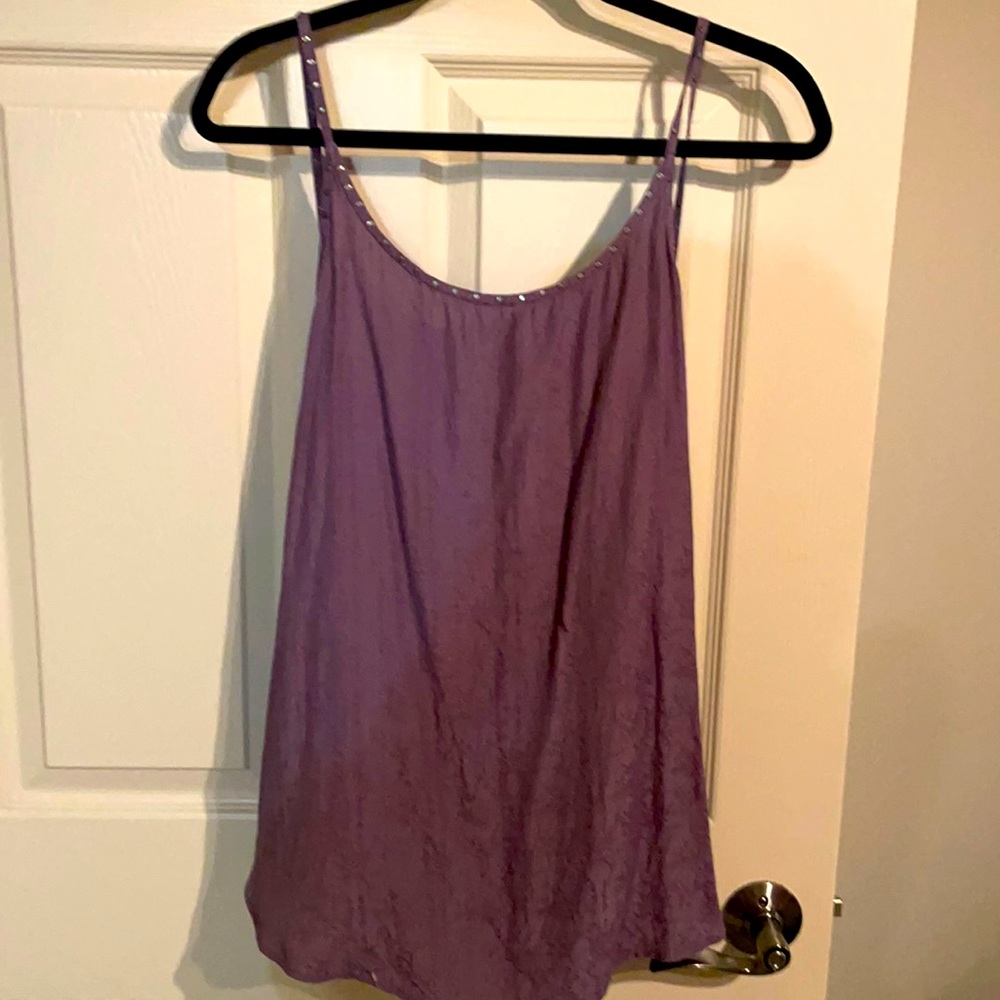 Purple low back blousy tank top